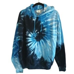 Dreamsicle Aqua Combo Tie Dye Hoodie‎ Sweatshirt Pullover Blue Black - L